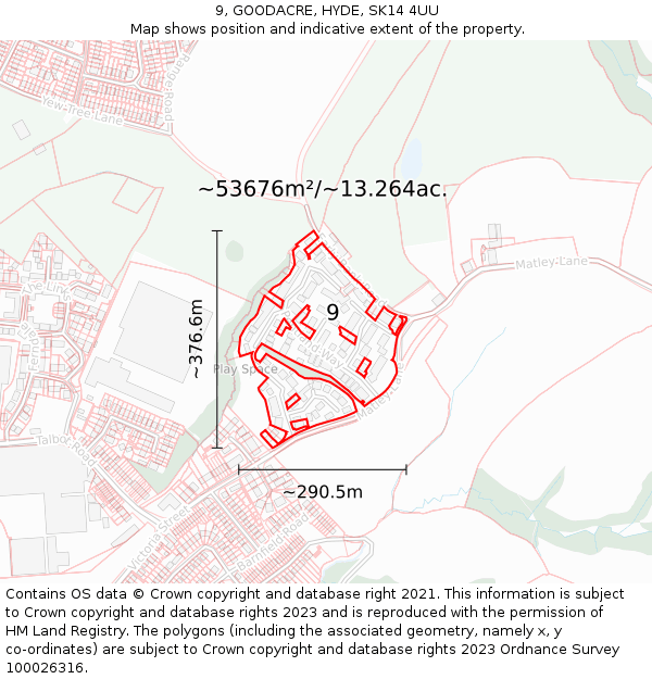 9, GOODACRE, HYDE, SK14 4UU: Plot and title map