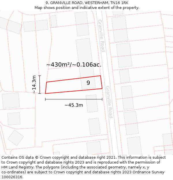 9, GRANVILLE ROAD, WESTERHAM, TN16 1RX: Plot and title map