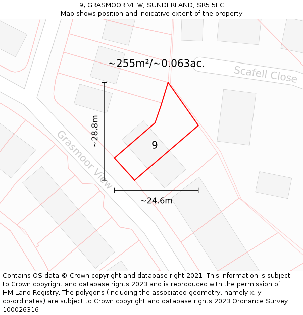 9, GRASMOOR VIEW, SUNDERLAND, SR5 5EG: Plot and title map
