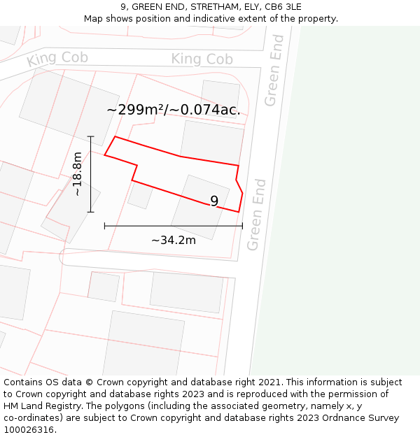 9, GREEN END, STRETHAM, ELY, CB6 3LE: Plot and title map