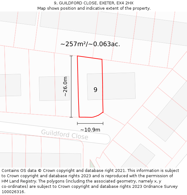 9, GUILDFORD CLOSE, EXETER, EX4 2HX: Plot and title map