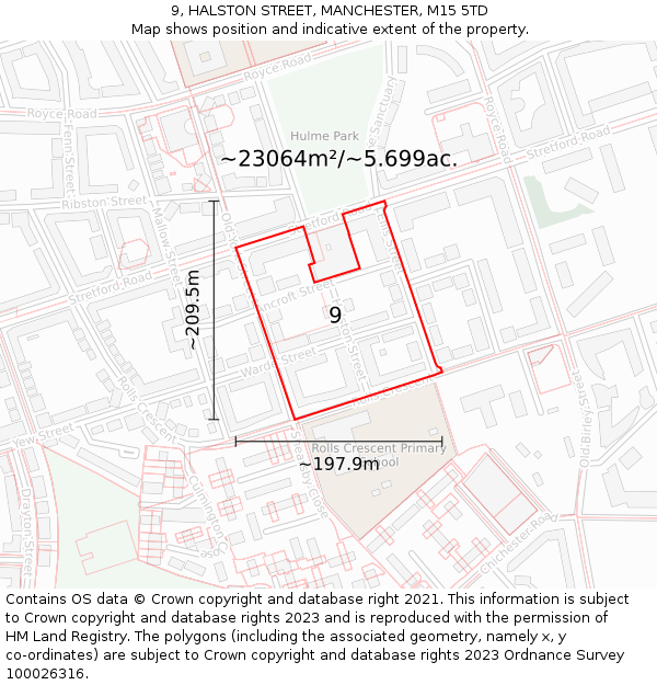9, HALSTON STREET, MANCHESTER, M15 5TD: Plot and title map