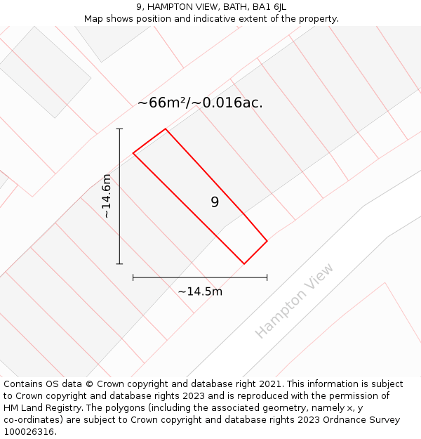 9, HAMPTON VIEW, BATH, BA1 6JL: Plot and title map