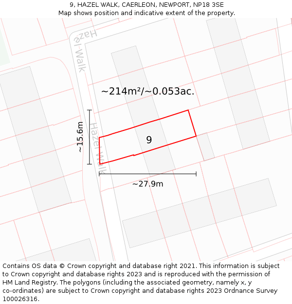 9, HAZEL WALK, CAERLEON, NEWPORT, NP18 3SE: Plot and title map