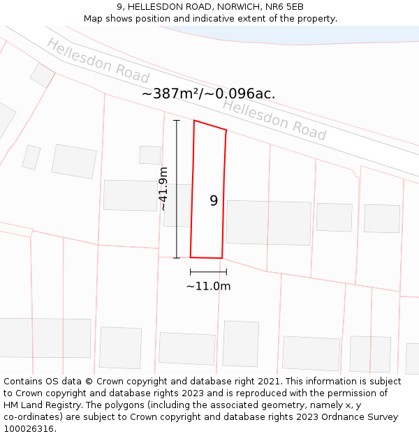 9, HELLESDON ROAD, NORWICH, NR6 5EB: Plot and title map