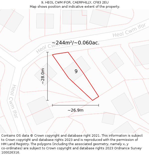 9, HEOL CWM IFOR, CAERPHILLY, CF83 2EU: Plot and title map