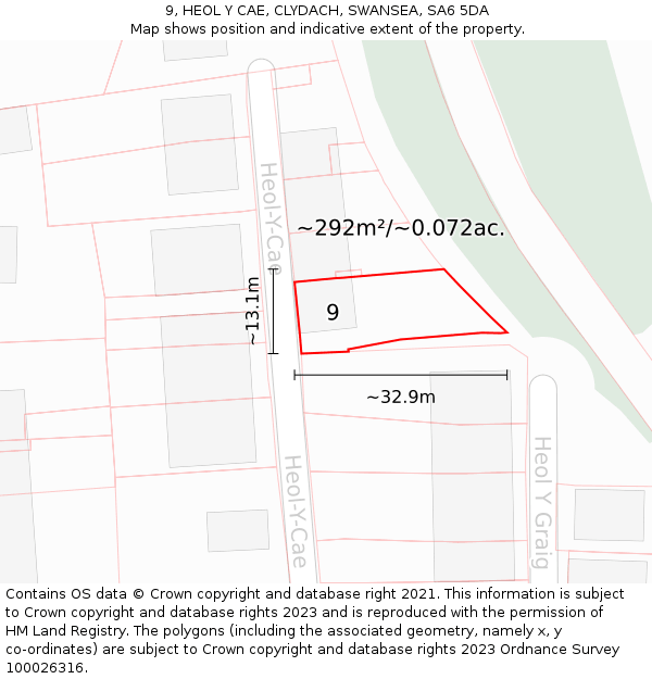 9, HEOL Y CAE, CLYDACH, SWANSEA, SA6 5DA: Plot and title map