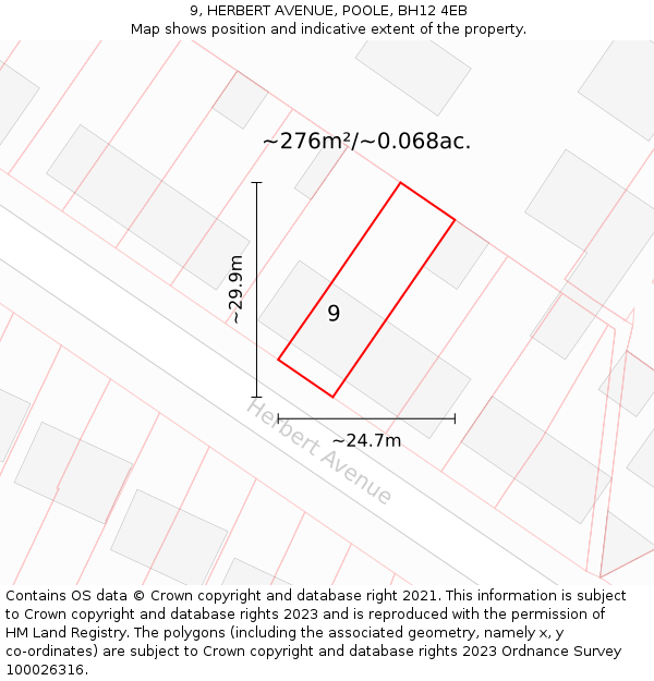 9, HERBERT AVENUE, POOLE, BH12 4EB: Plot and title map