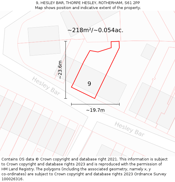 9, HESLEY BAR, THORPE HESLEY, ROTHERHAM, S61 2PP: Plot and title map
