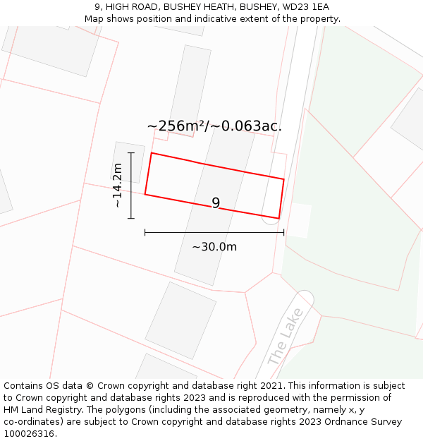 9, HIGH ROAD, BUSHEY HEATH, BUSHEY, WD23 1EA: Plot and title map