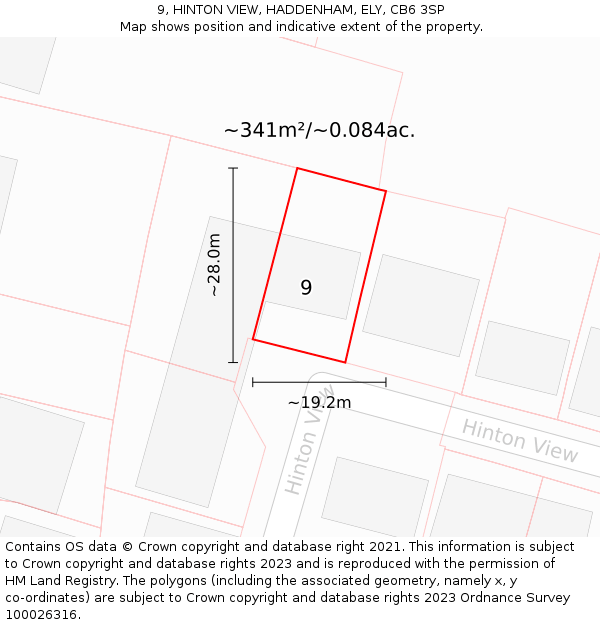 9, HINTON VIEW, HADDENHAM, ELY, CB6 3SP: Plot and title map