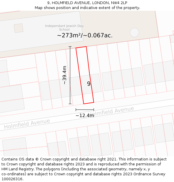 9, HOLMFIELD AVENUE, LONDON, NW4 2LP: Plot and title map
