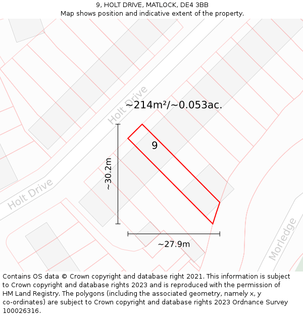 9, HOLT DRIVE, MATLOCK, DE4 3BB: Plot and title map