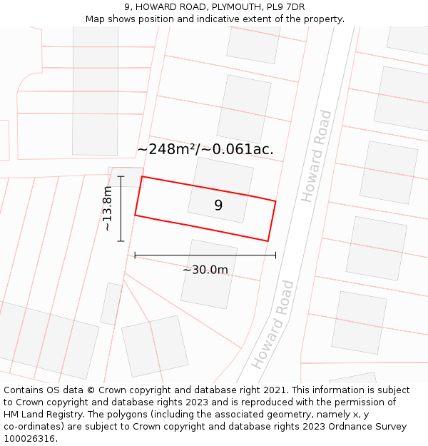 9, HOWARD ROAD, PLYMOUTH, PL9 7DR: Plot and title map