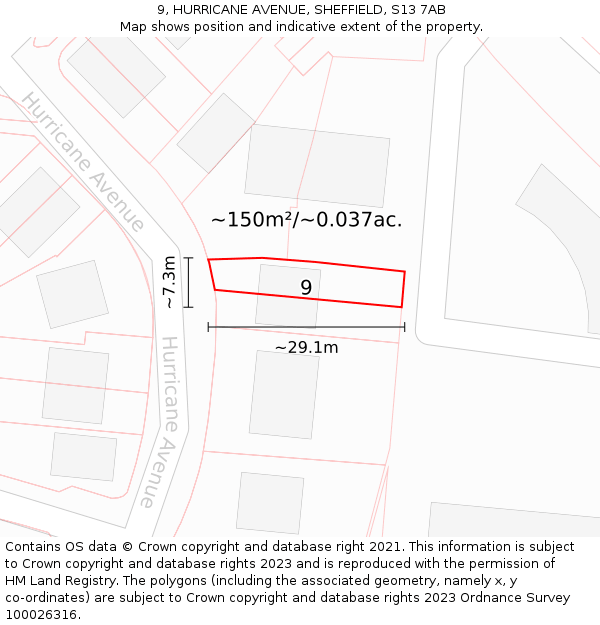9, HURRICANE AVENUE, SHEFFIELD, S13 7AB: Plot and title map