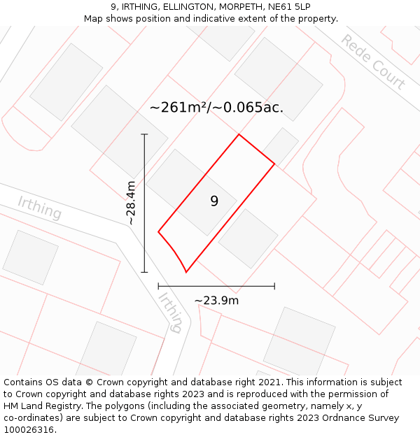 9, IRTHING, ELLINGTON, MORPETH, NE61 5LP: Plot and title map
