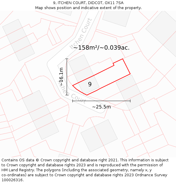 9, ITCHEN COURT, DIDCOT, OX11 7SA: Plot and title map