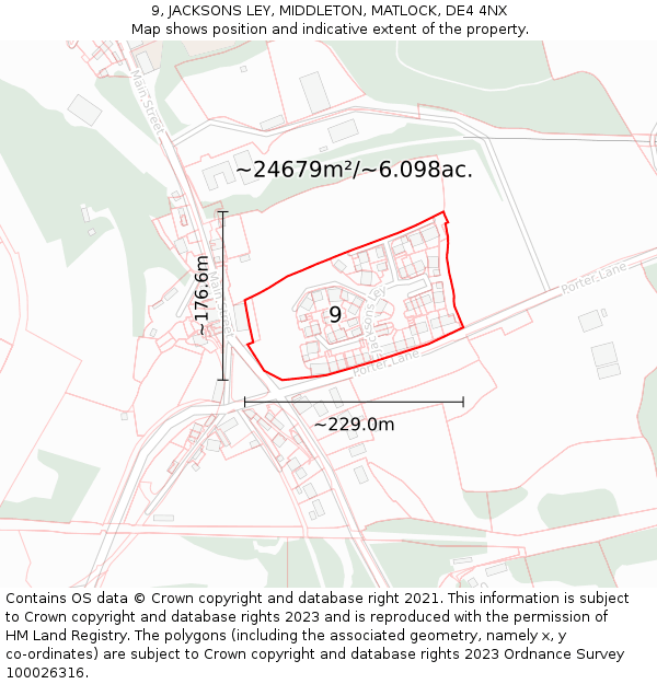 9, JACKSONS LEY, MIDDLETON, MATLOCK, DE4 4NX: Plot and title map