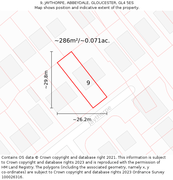 9, JAYTHORPE, ABBEYDALE, GLOUCESTER, GL4 5ES: Plot and title map