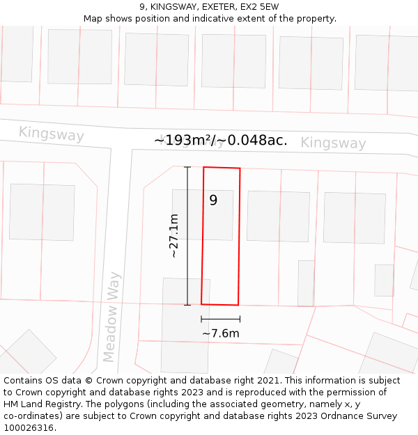 9, KINGSWAY, EXETER, EX2 5EW: Plot and title map