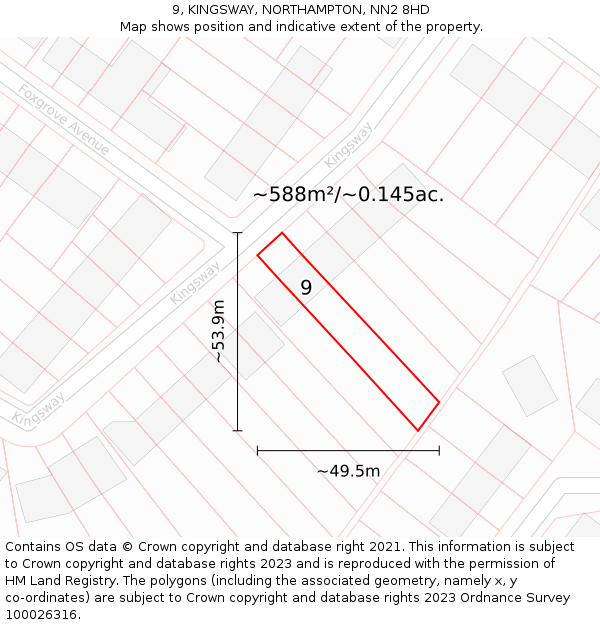 9, KINGSWAY, NORTHAMPTON, NN2 8HD: Plot and title map