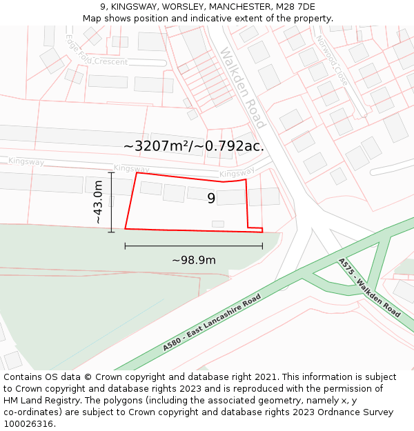 9, KINGSWAY, WORSLEY, MANCHESTER, M28 7DE: Plot and title map