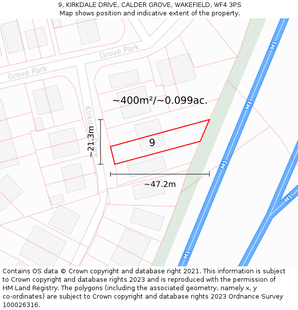 9, KIRKDALE DRIVE, CALDER GROVE, WAKEFIELD, WF4 3PS: Plot and title map