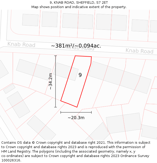 9, KNAB ROAD, SHEFFIELD, S7 2ET: Plot and title map
