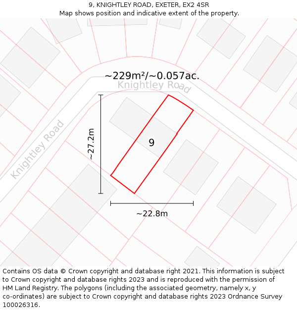 9, KNIGHTLEY ROAD, EXETER, EX2 4SR: Plot and title map