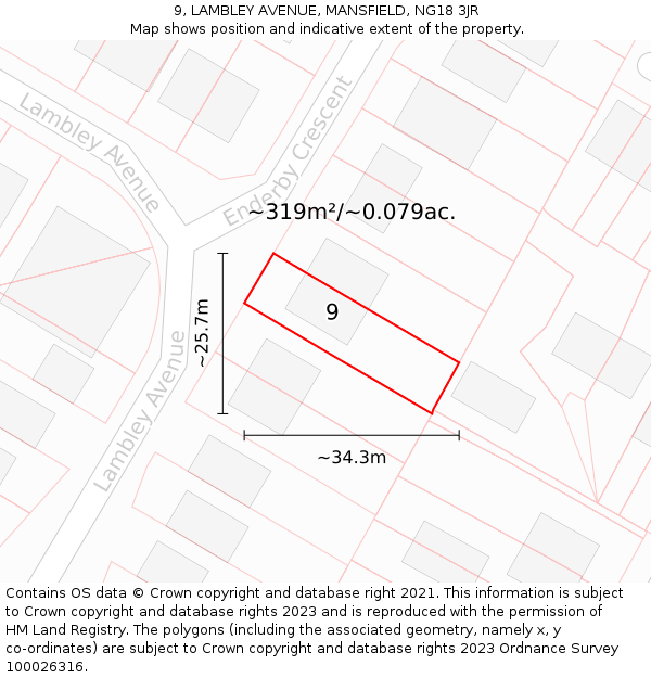 9, LAMBLEY AVENUE, MANSFIELD, NG18 3JR: Plot and title map