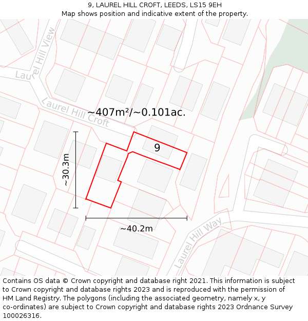 9, LAUREL HILL CROFT, LEEDS, LS15 9EH: Plot and title map