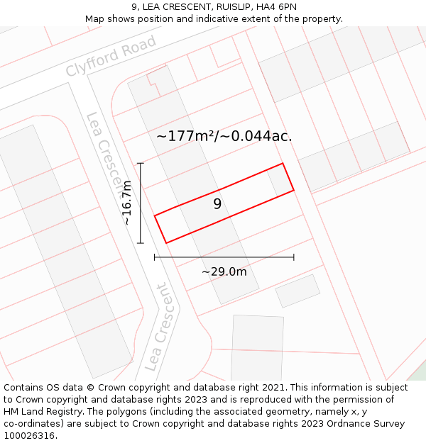 9, LEA CRESCENT, RUISLIP, HA4 6PN: Plot and title map