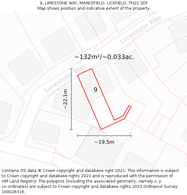 9, LIMESTONE WAY, MARESFIELD, UCKFIELD, TN22 2DF: Plot and title map