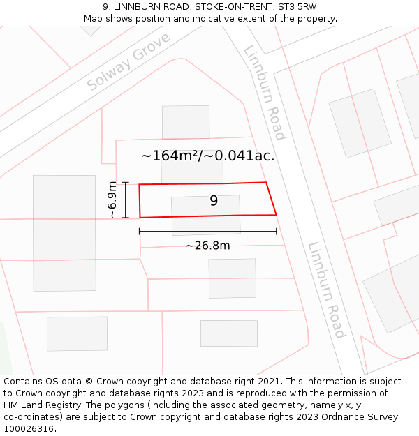 9, LINNBURN ROAD, STOKE-ON-TRENT, ST3 5RW: Plot and title map