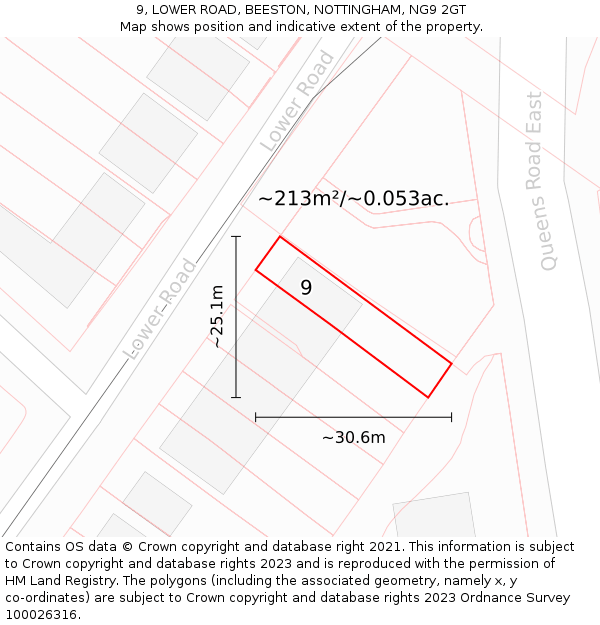 9, LOWER ROAD, BEESTON, NOTTINGHAM, NG9 2GT: Plot and title map