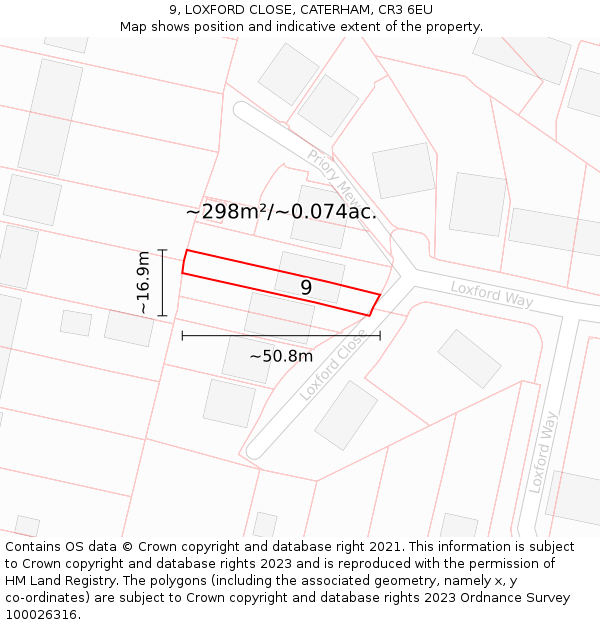 9, LOXFORD CLOSE, CATERHAM, CR3 6EU: Plot and title map