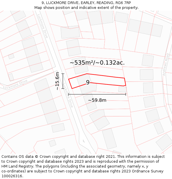 9, LUCKMORE DRIVE, EARLEY, READING, RG6 7RP: Plot and title map