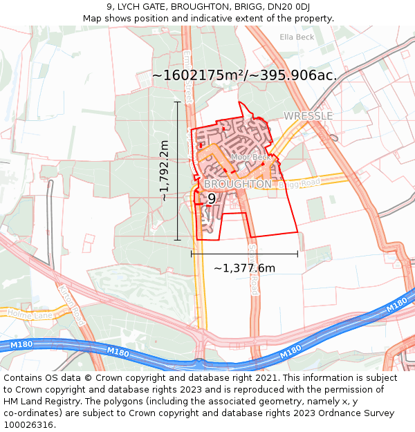 9, LYCH GATE, BROUGHTON, BRIGG, DN20 0DJ: Plot and title map