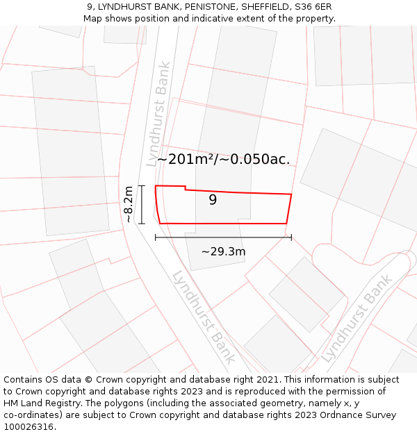 9, LYNDHURST BANK, PENISTONE, SHEFFIELD, S36 6ER: Plot and title map