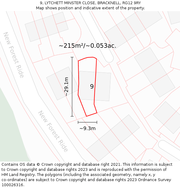 9, LYTCHETT MINSTER CLOSE, BRACKNELL, RG12 9RY: Plot and title map