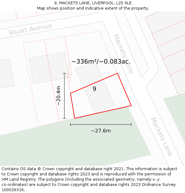 9, MACKETS LANE, LIVERPOOL, L25 0LE: Plot and title map