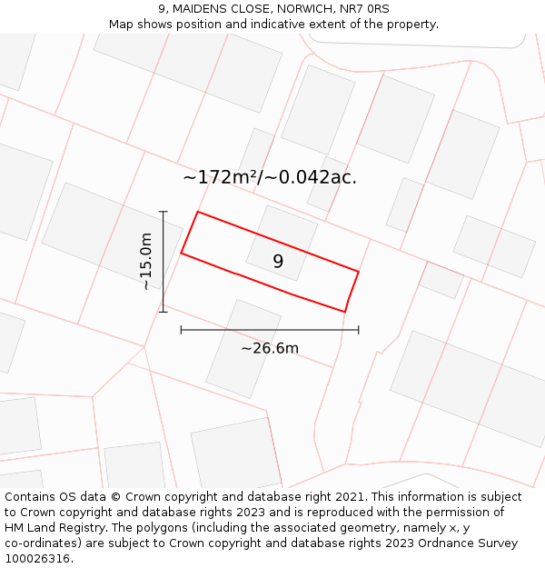 9, MAIDENS CLOSE, NORWICH, NR7 0RS: Plot and title map