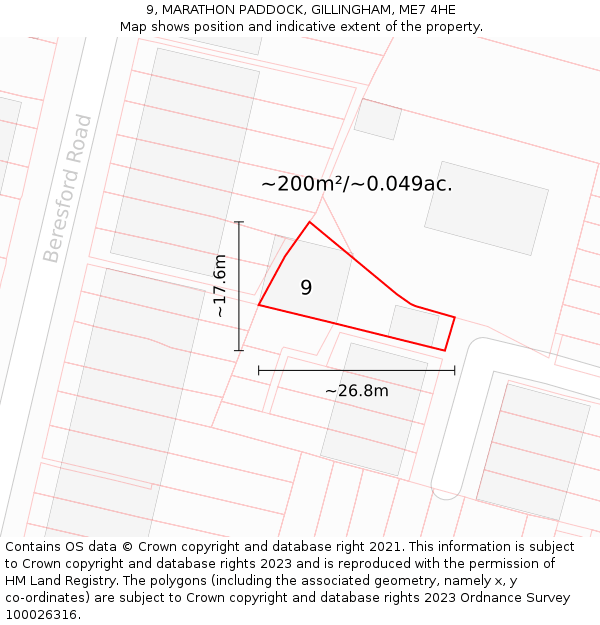 9, MARATHON PADDOCK, GILLINGHAM, ME7 4HE: Plot and title map