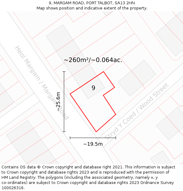 9, MARGAM ROAD, PORT TALBOT, SA13 2HN: Plot and title map