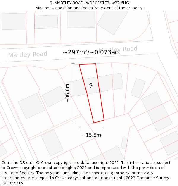 9, MARTLEY ROAD, WORCESTER, WR2 6HG: Plot and title map