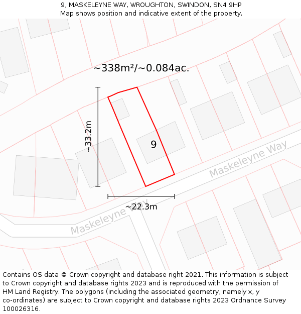 9, MASKELEYNE WAY, WROUGHTON, SWINDON, SN4 9HP: Plot and title map