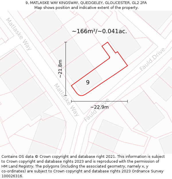 9, MATLASKE WAY KINGSWAY, QUEDGELEY, GLOUCESTER, GL2 2FA: Plot and title map