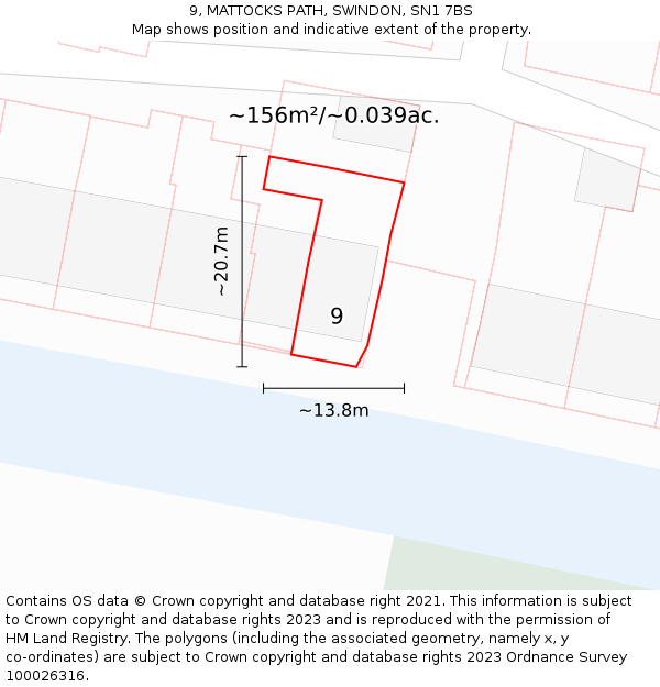 9, MATTOCKS PATH, SWINDON, SN1 7BS: Plot and title map