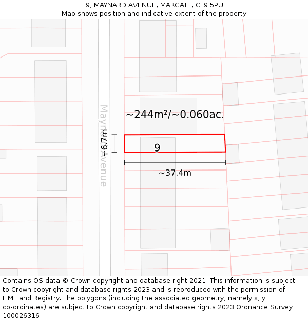9, MAYNARD AVENUE, MARGATE, CT9 5PU: Plot and title map