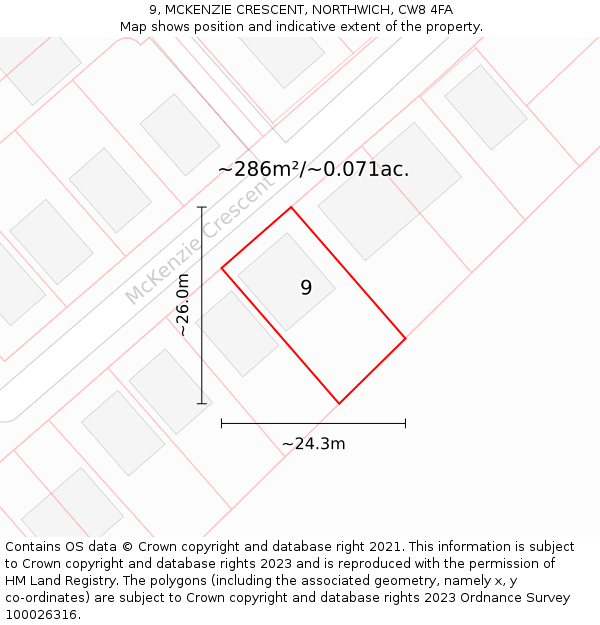 9, MCKENZIE CRESCENT, NORTHWICH, CW8 4FA: Plot and title map